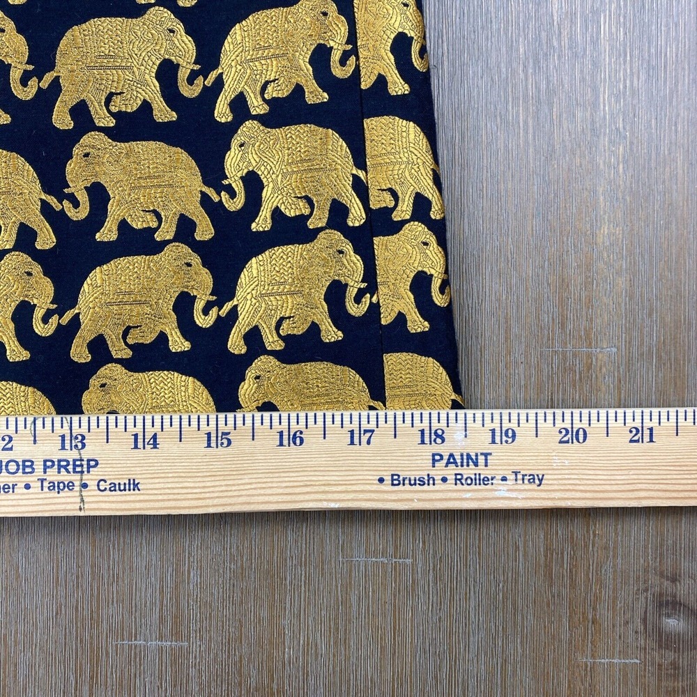 J. Crew Women's SZ 2 Mini Brocade Skirt Black‎ with Gold Elephants Jaquard Lined - Picture 8 of 9